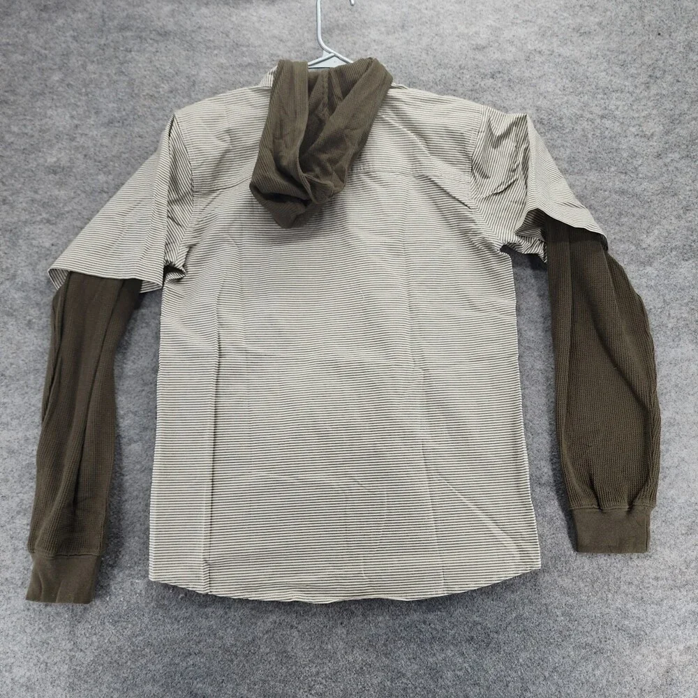 Nike Shirt Boys XL 13-15 yrs Button Up Hooded Green Striped